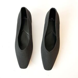 Halston Black Knit Low Heel Squared Pointed Toe Dress Flats Kitten Heels Size 11